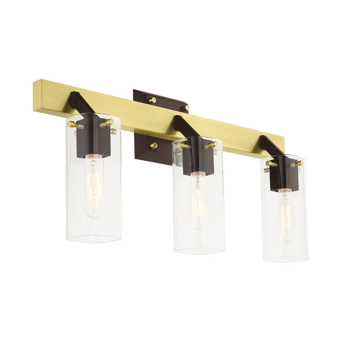 Three Light Vanity from the Beckett collection in Satin Brass finish