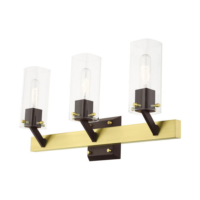 Three Light Vanity from the Beckett collection in Satin Brass finish