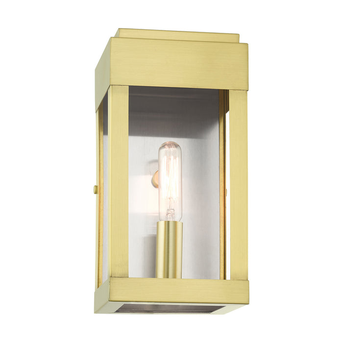 One Light Outdoor Wall Lantern from the York collection in Satin Brass finish