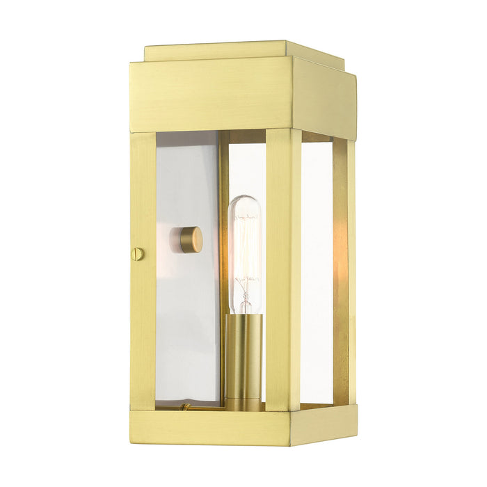 One Light Outdoor Wall Lantern from the York collection in Satin Brass finish