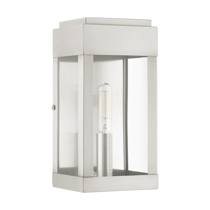 One Light Outdoor Wall Lantern from the York collection in Brushed Nickel finish