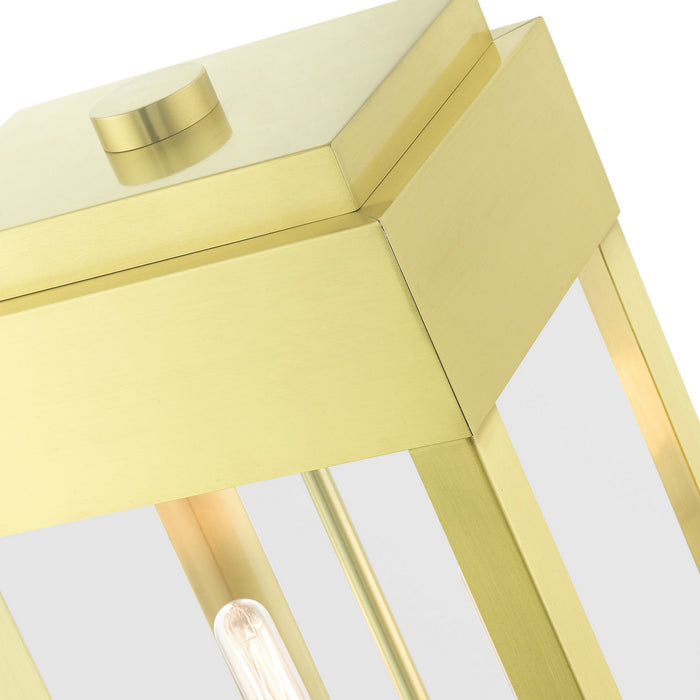 Two Light Outdoor Post Top Lantern from the York collection in Satin Brass finish