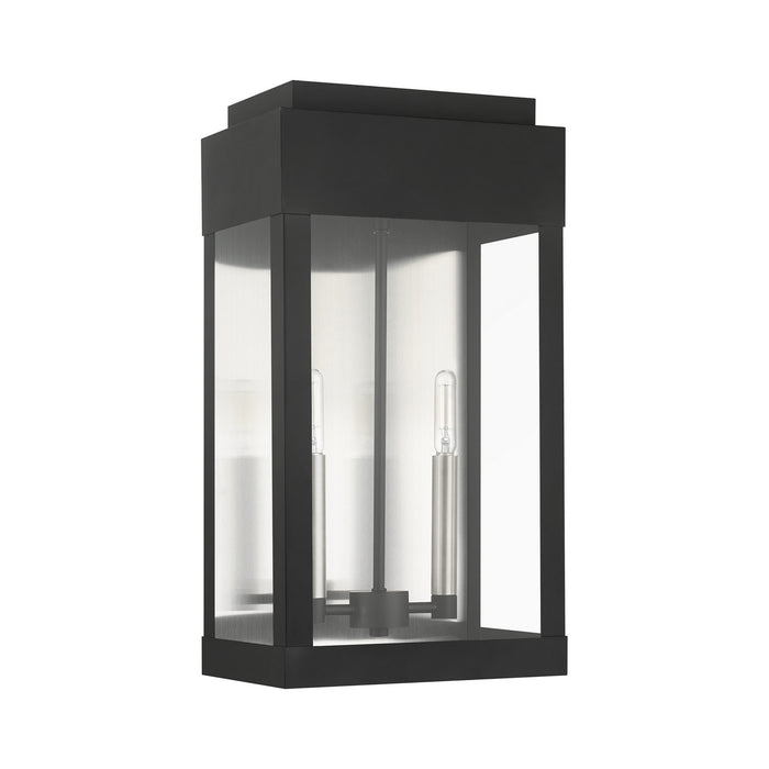 Two Light Outdoor Wall Lantern from the York collection in Black finish