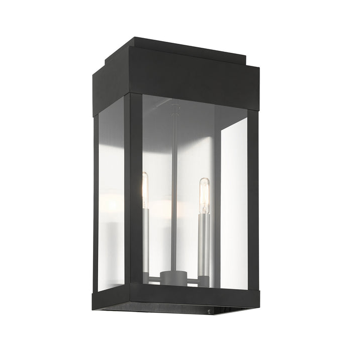 Two Light Outdoor Wall Lantern from the York collection in Black finish