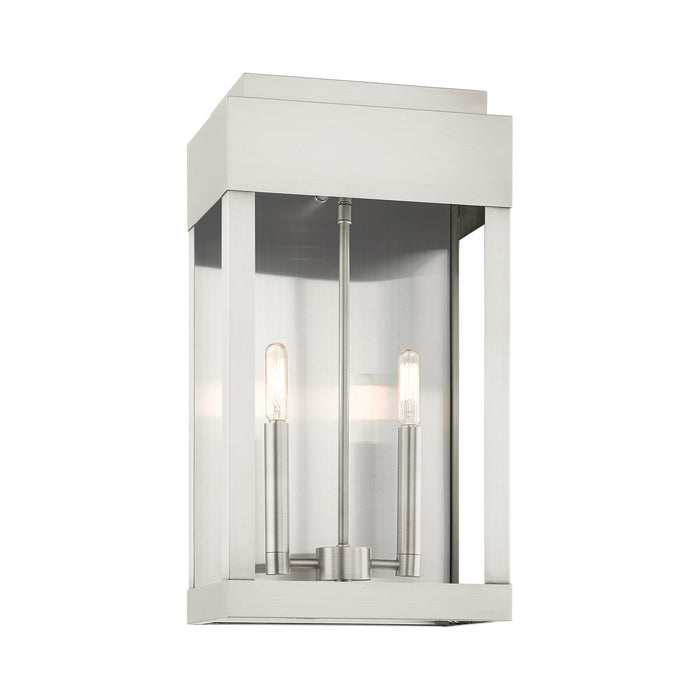 Two Light Outdoor Wall Lantern from the York collection in Brushed Nickel finish