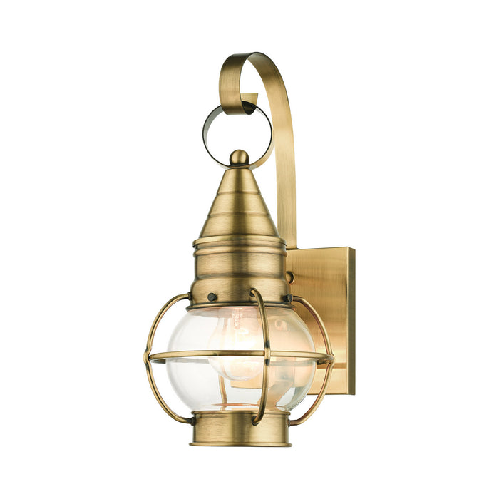 One Light Outdoor Wall Lantern from the Newburyport collection in Antique Brass finish