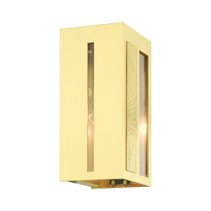 One Light Outdoor Wall Lantern from the Lafayette collection in Satin Brass finish