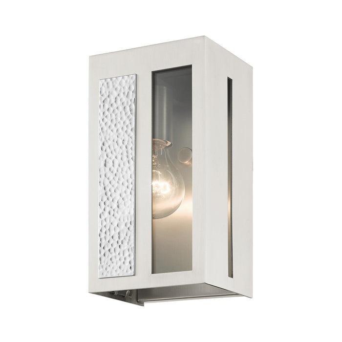 One Light Outdoor Wall Lantern from the Lafayette collection in Brushed Nickel finish