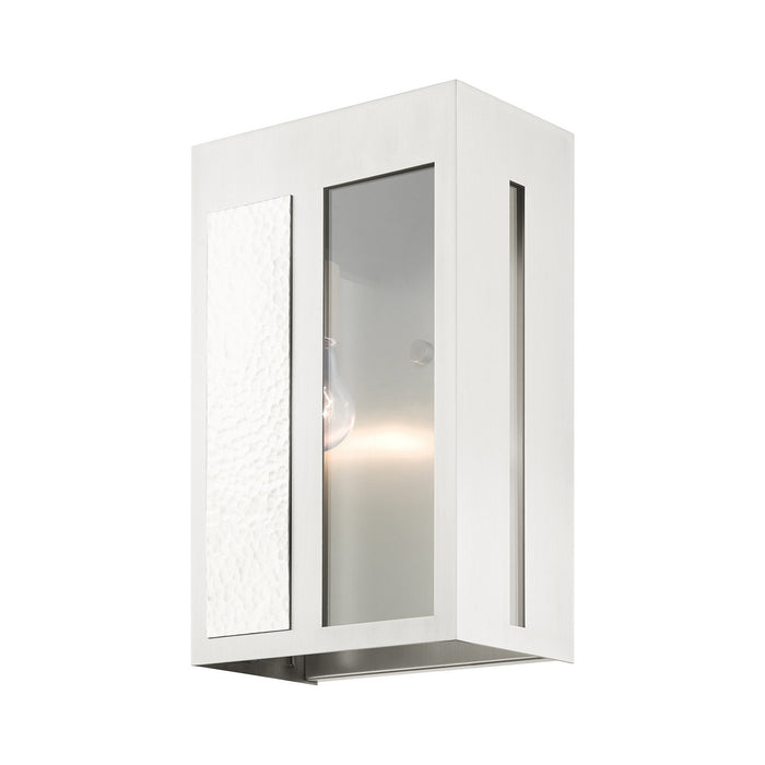 One Light Outdoor Wall Lantern from the Lafayette collection in Brushed Nickel finish