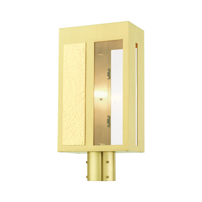 One Light Outdoor Post Top Lantern from the Lafayette collection in Satin Brass finish