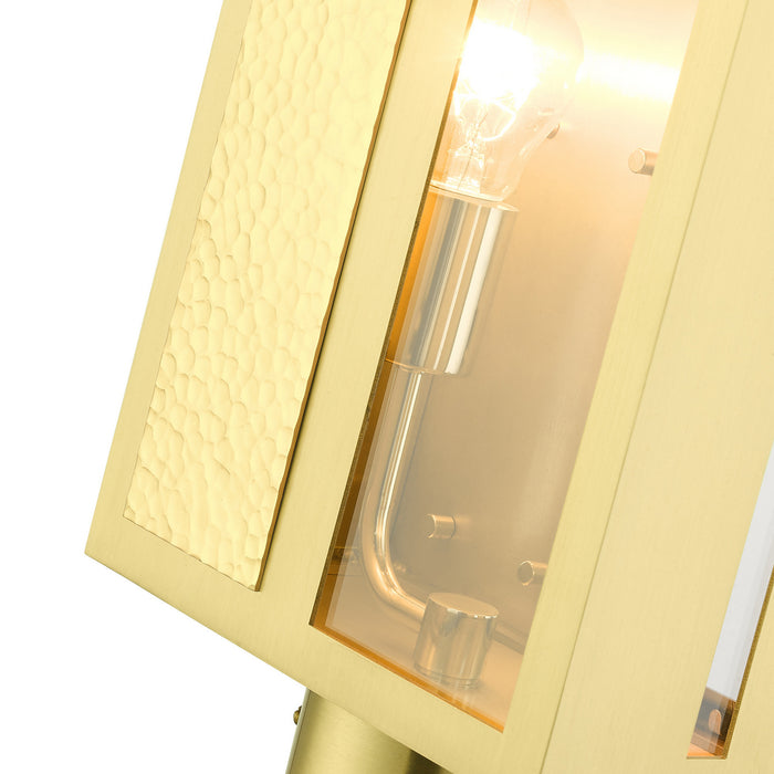 One Light Outdoor Post Top Lantern from the Lafayette collection in Satin Brass finish