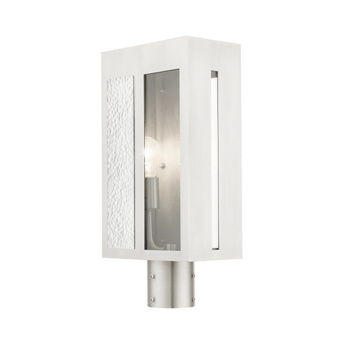 One Light Outdoor Post Top Lantern from the Lafayette collection in Brushed Nickel finish