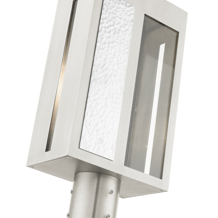 One Light Outdoor Post Top Lantern from the Lafayette collection in Brushed Nickel finish