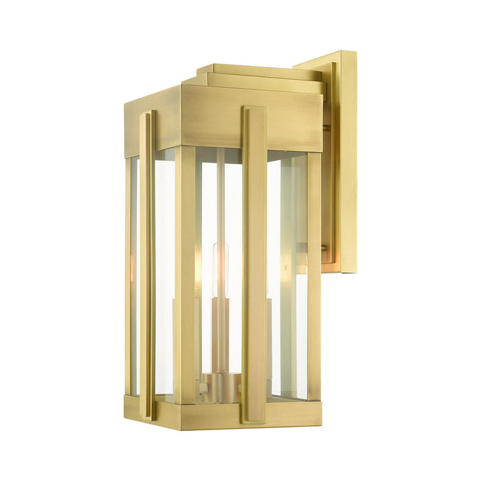 Three Light Outdoor Wall Lantern from the Lexington collection in Natural Brass finish