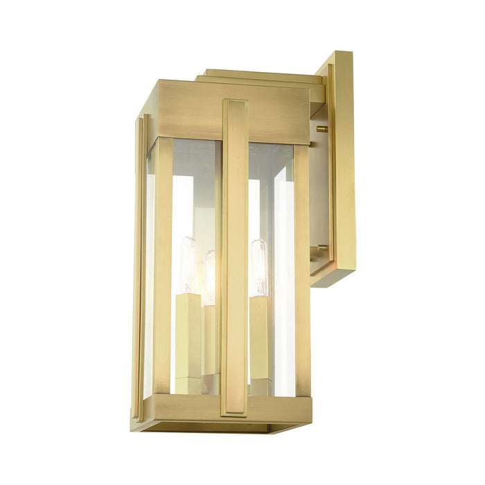 Three Light Outdoor Wall Lantern from the Lexington collection in Natural Brass finish