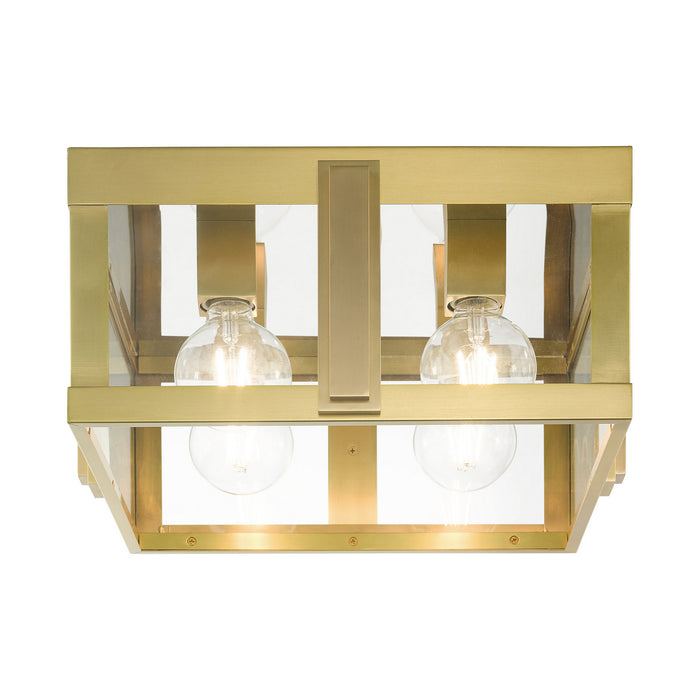 Four Light Outdoor Flush Mount from the Lexington collection in Natural Brass finish