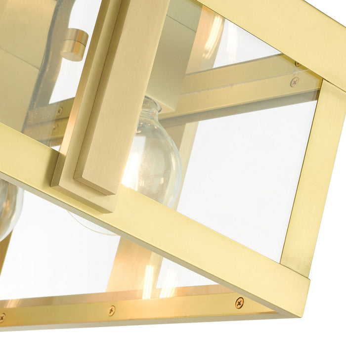 Four Light Outdoor Flush Mount from the Lexington collection in Natural Brass finish