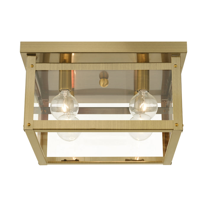 Four Light Flush Mount from the Milford collection in Antique Brass finish