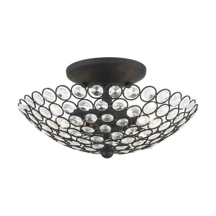 Two Light Semi Flush Mount from the Cassandra collection in Black finish