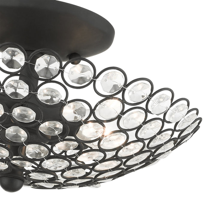 Two Light Semi Flush Mount from the Cassandra collection in Black finish