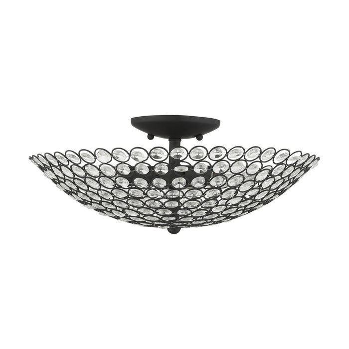 Three Light Semi Flush Mount from the Cassandra collection in Black finish