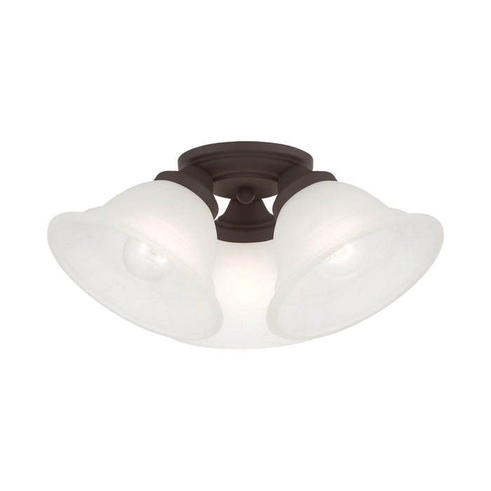 Three Light Flush Mount from the Wynnewood collection in Bronze finish