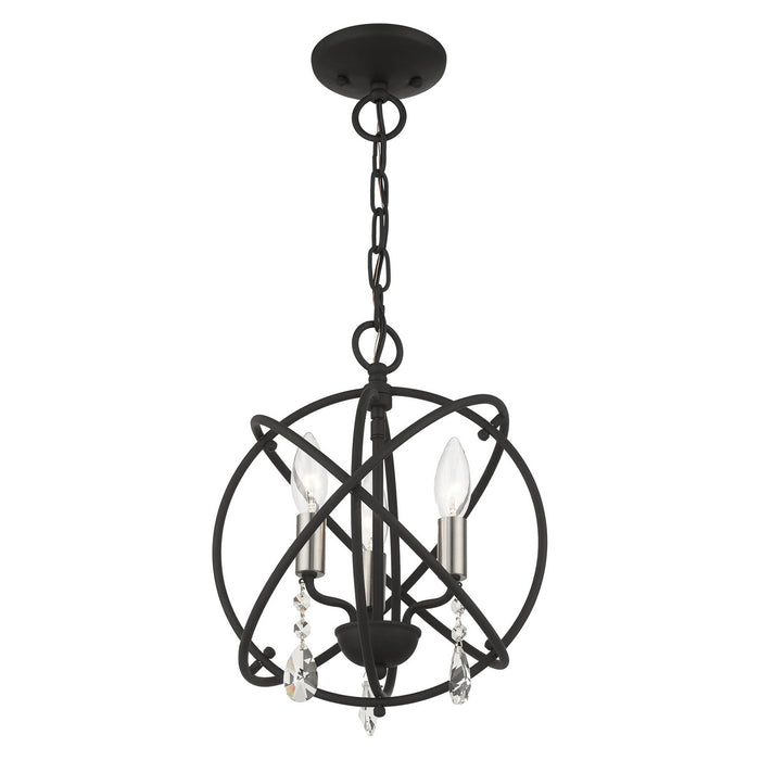 Three Light Convertible Chandelier / Semi Flush from the Aria collection in Black finish