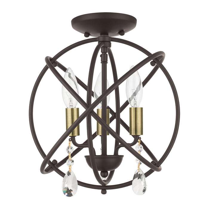 Three Light Convertible Chandelier / Semi Flush from the Aria collection in Bronze finish