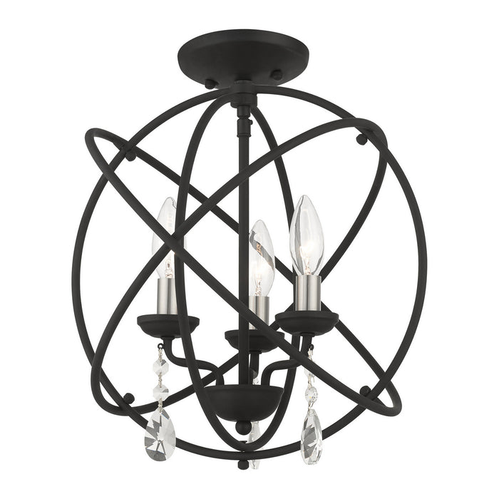 Three Light Convertible Chandelier / Semi Flush from the Aria collection in Black finish