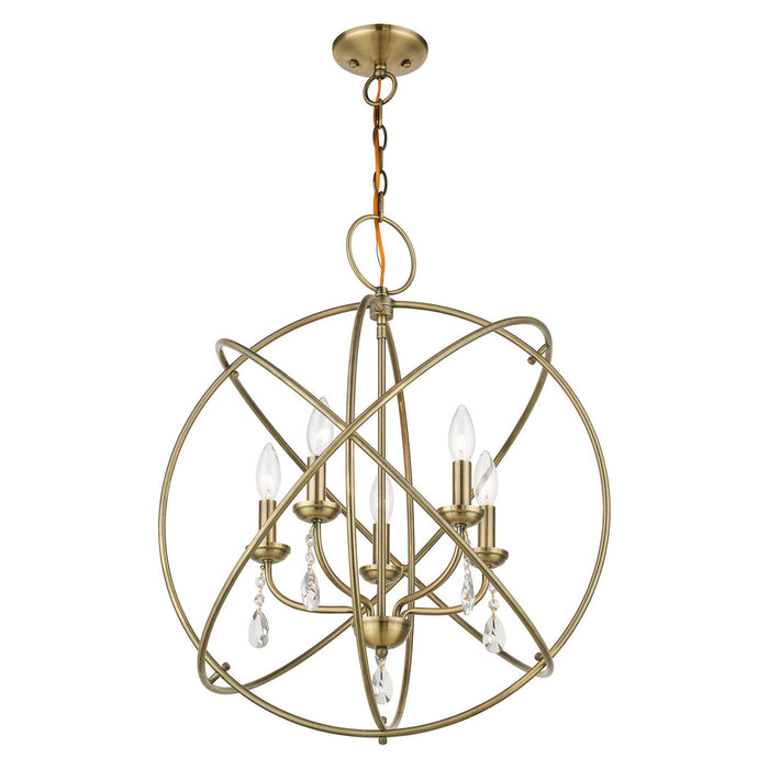 Five Light Chandelier from the Aria collection in Antique Brass finish