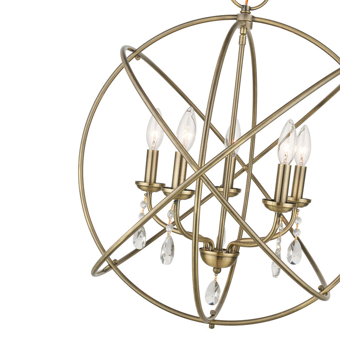 Five Light Chandelier from the Aria collection in Antique Brass finish