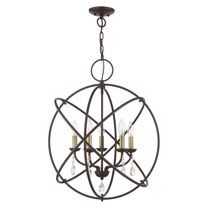 Five Light Chandelier from the Aria collection in Bronze finish