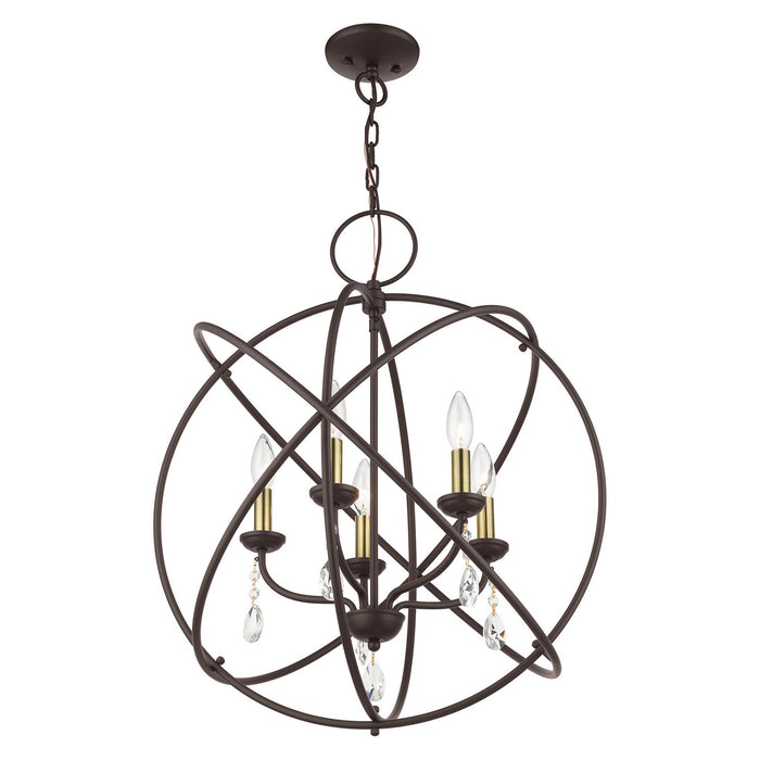 Five Light Chandelier from the Aria collection in Bronze finish