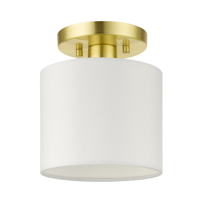 One Light Semi Flush Mount from the Meridian collection in Satin Brass finish