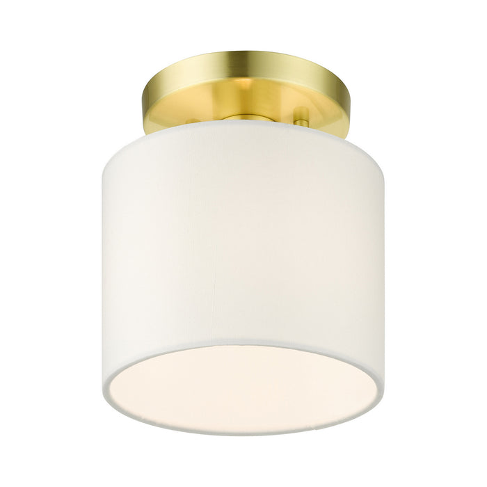 One Light Semi Flush Mount from the Meridian collection in Satin Brass finish