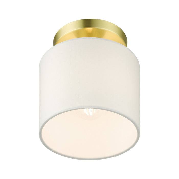 One Light Semi Flush Mount from the Meridian collection in Satin Brass finish