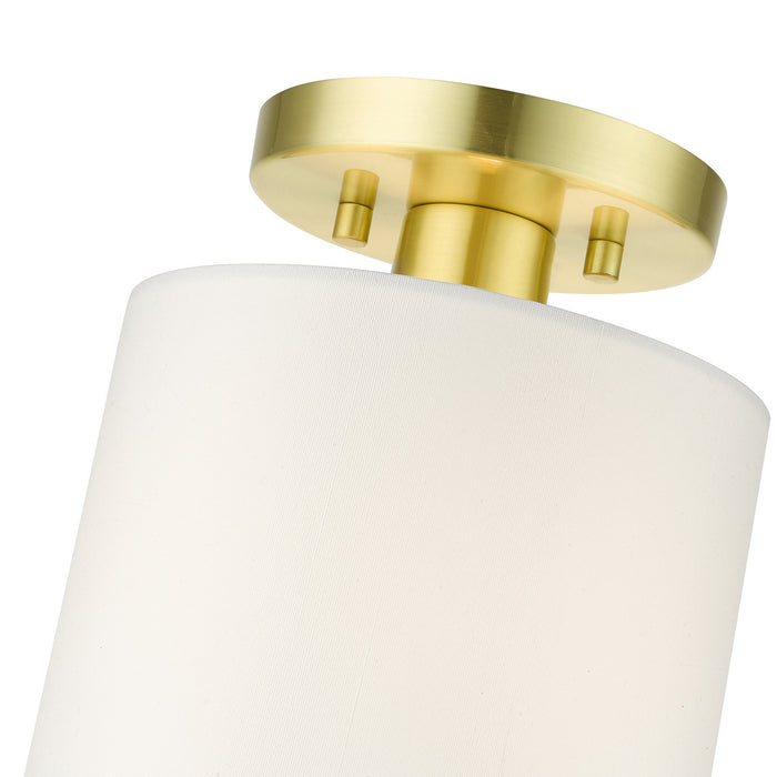 One Light Semi Flush Mount from the Meridian collection in Satin Brass finish