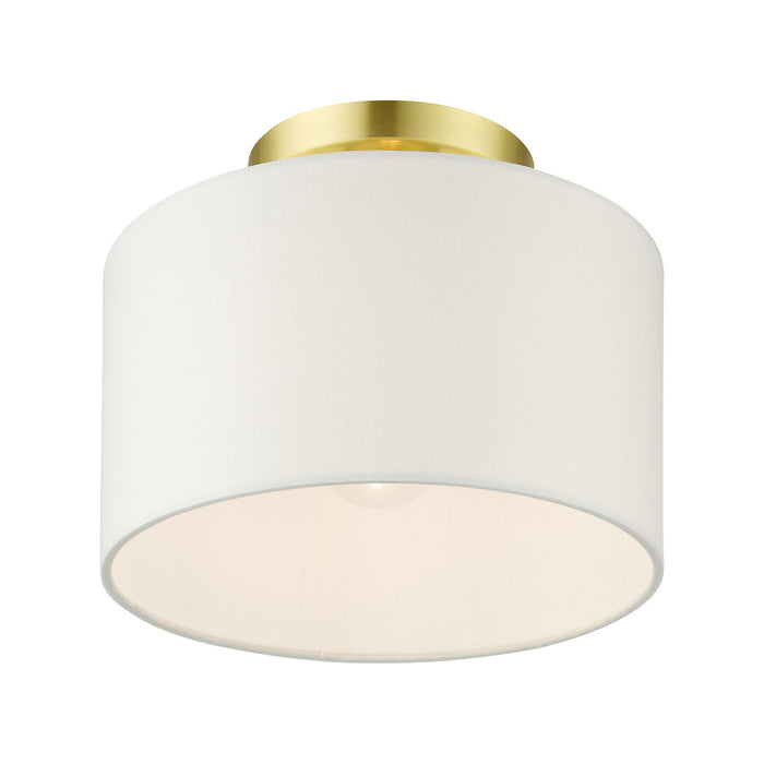 One Light Semi Flush Mount from the Meridian collection in Satin Brass finish