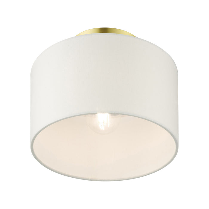 One Light Semi Flush Mount from the Meridian collection in Satin Brass finish