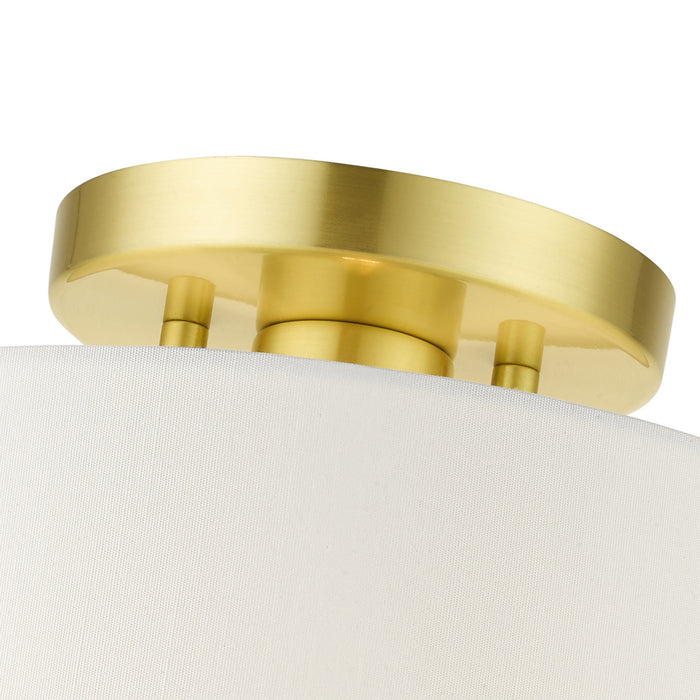 One Light Semi Flush Mount from the Meridian collection in Satin Brass finish