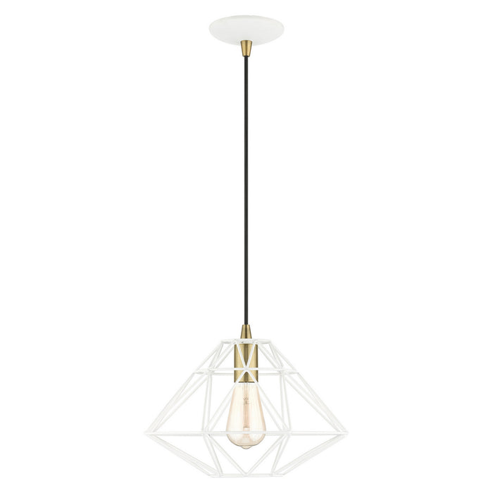 One Light Pendant from the Geometric collection in White finish