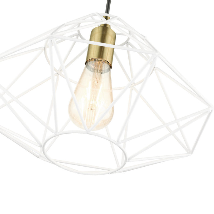 One Light Pendant from the Geometric collection in White finish