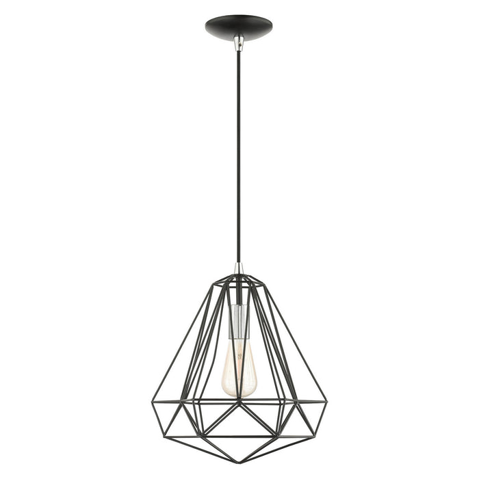 One Light Pendant from the Geometric collection in Shiny Black finish