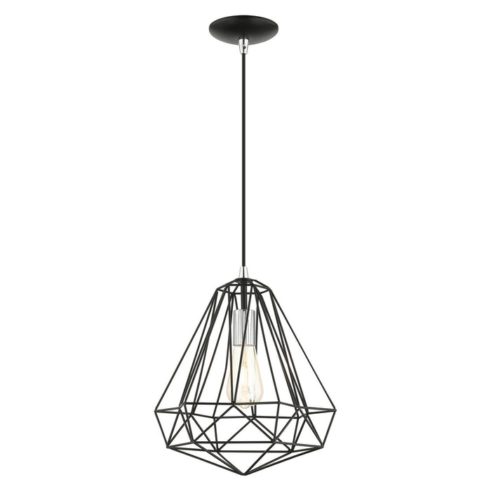 One Light Pendant from the Geometric collection in Shiny Black finish