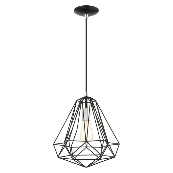 One Light Pendant from the Geometric collection in Shiny Black finish