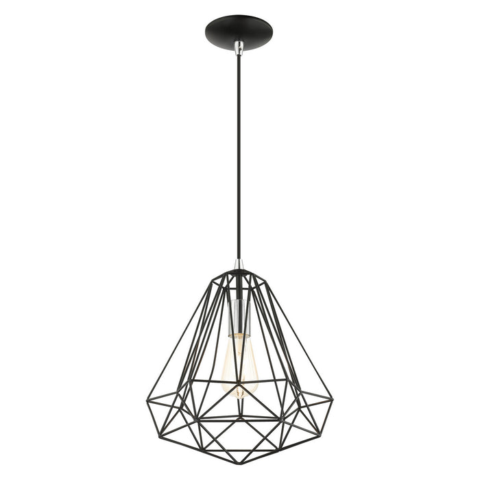 One Light Pendant from the Geometric collection in Shiny Black finish