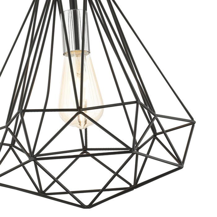 One Light Pendant from the Geometric collection in Shiny Black finish