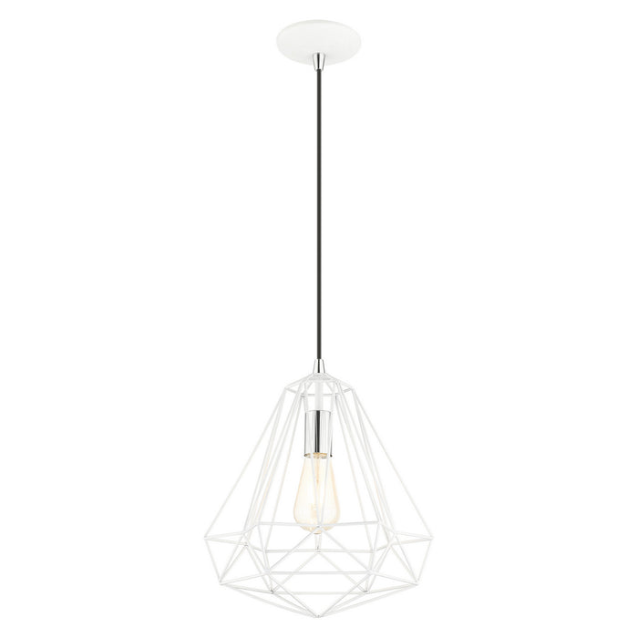 One Light Pendant from the Geometric collection in Shiny White finish