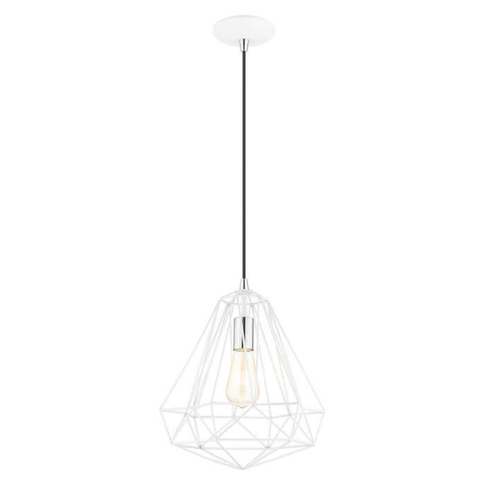 One Light Pendant from the Geometric collection in Shiny White finish