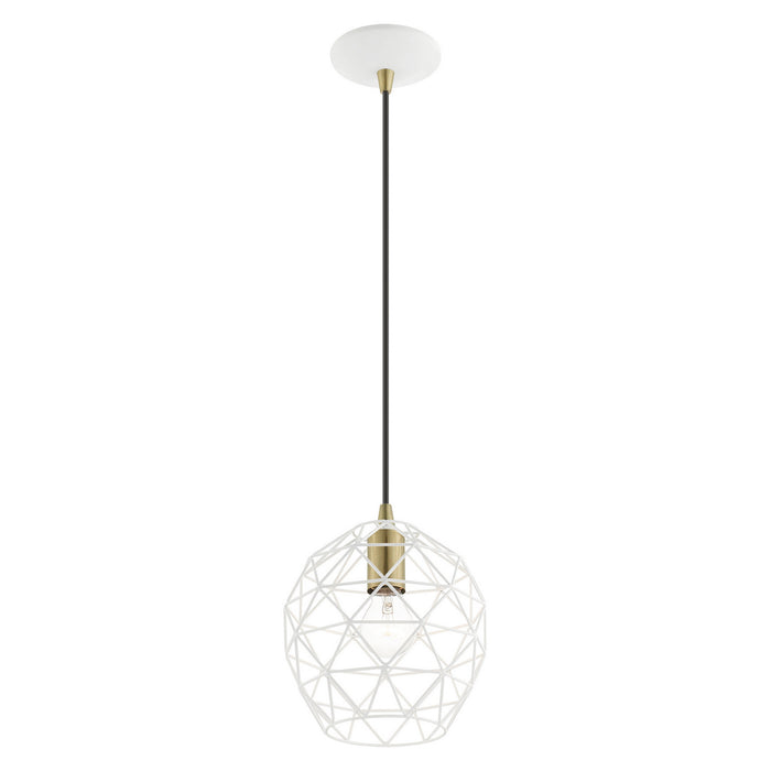 One Light Pendant from the Geometrix collection in White finish